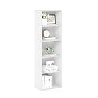 Furinno LUDER Book Shelf, 5-Tier Bookshelf, Bookcase with Open Shelves, 9.4 x 15.8 x 52, Easy Assembly, for Living Room, Bedroom, Home Office, White - color: White, size: 5-Tier