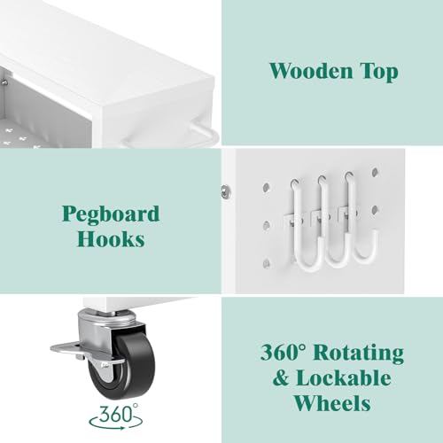 XYZLVSI Slim Storage Cart, 4 Tier Rolling Kitchen Cart on Wheels for Small Space, Narrow Laundry Bathroom Organizers Mobile Shelving Unit Metal Utility Cart with Handle, 5.9in Width, White - size: 5.9IN-White