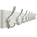 SKOLOO Creations White Solid Wood Wall Mounted Coat Rack, 10 Hooks, 38-1/8" Long - Kitchen, Mudroom, Entryway, Bathroom - Includes Mounting Hardware, Wall Coat Hanger, Towel Rack - color: Matte White Plates & Nickel Hook, size: 1 Item-10 Hooks