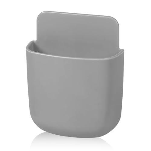 Remote Control Holder, Wall Mount Pen Holder Hole-Free Self Adhesive Phone Charging Organizer Pencil Storage Containers for Home Office School Supply Orgaizer(Grey) - color: Grey
