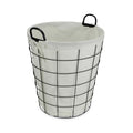 16" Diameter Laundry Basket Metal Wire with Fabric Liner Round Storage Organizer Decorative Bin Laundry Hamper Modern Home Organizer for Bedroom Bathroom Living Room Closet