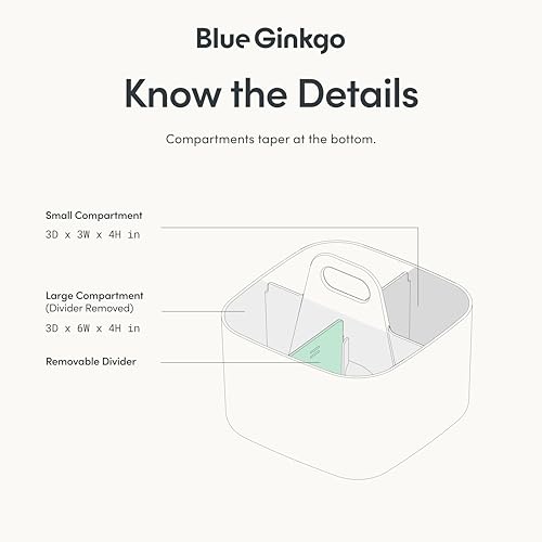 BLUE GINKGO Small Stackable Organizer Caddy – Korean-Made Portable Tote for Bathroom, Office, Crafts, or School Supplies (Square, Blue) - color: BLUE, size: Square