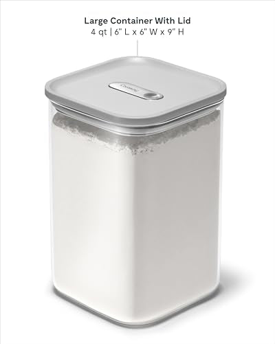 Caraway 4qt Glass Airtight Food Storage Container with Lid – Non-Toxic, BPA-Free Kitchen Storage Container – Stackable, Space-Saving Airtight Container for Dry Goods and More - Gray - color: Gray, size: 4qt Container