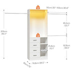 HOOBRO Closet System with 3 Extendable Rods, 9FT Closet Organizer with 4 Drawers, LED Light Strip, Built in Closet Organizer System, Adjustable Cloth Garment Rack from 6 to 9FT for Cloakroom, White