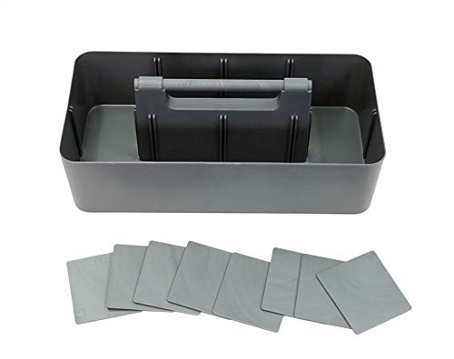 New Plastic Portable Makeup Organizer Caddy Tote Divided Basket Bin with Handle, for Bathroom Storage - Holds Blush Makeup Brushes, Made In USA (Orion Gray) - color: Orion Gray