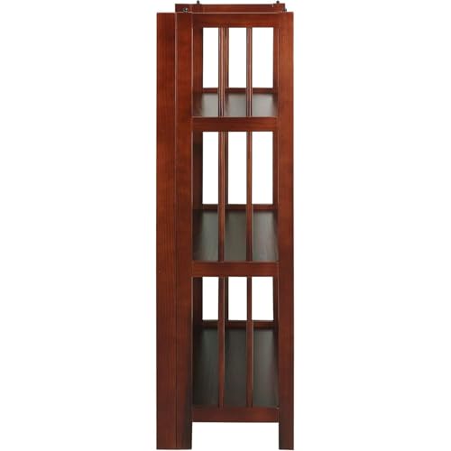HomeStock 3-Shelf Stackable Folding Office Wood Furniture Bookcase, Contemporary Home and Office Furniture, Sturdy Wooden Shelving Storage Walnut/14 inch - color: Walnut, size: 14 inch