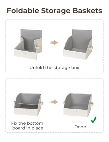 StorageWorks Closet Baskets for Shelves, Trapezoid Storage Bins, Closet Organizers and Storage, Clothes Organizing Bins, Small, 3-Pack, Mixing of Beige, White & Ivory - color: Mixing of Beige, White & Ivory, size: Small