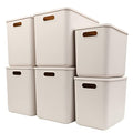 Yishyfier Plastic Storage Baskets With Lid Organizing Container Lidded Knit Storage Organizer Bins for Shelves Drawers Desktop Closet Playroom Classroom Office (4XL+2L, Light grey) - size: 4XL+2L