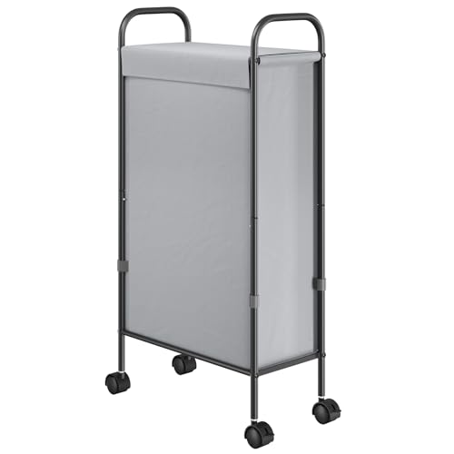 ELYKEN Slim Laundry Hamper with Lid, 50L Small Rolling Laundry Basket on Wheels, 7.9” Narrow Dirty Cloth Cart with Removable Inner Bag for Small Bathroom, Bedroom, Grey - style: Grey-50L
