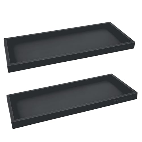 Spacewiser Countertop and Vanity Tray - 2 PC Large 11.7" Silicone Bathroom Trays, Counter Organizer, Dish Soap Sponge Holder Kitchen Sink Tray Organizer, Sink Caddy Toothbrush Key Kitchen Soap Trays - color: Black, size: 2 PC Large - 11.7”