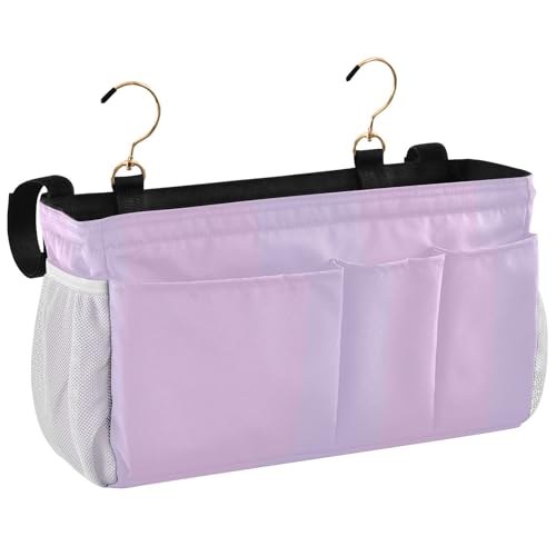 YETTASBIN Purple Bedside Caddy Hanging Storage Organizer Bag with 2 Straps & Hooks for Bunk Beds, College Dorm, Hospital Bed - Holder for Books, Phone, Magazine, Glasses, Keys