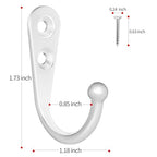 20 Pcs Small Key Hooks for Hanging, Key Holder, Wall Mount Hook with Stainless Steel Screws, Command Hooks Utility Hangers for Key, Hat, Cup, Coat, Picture (White) - color: White
