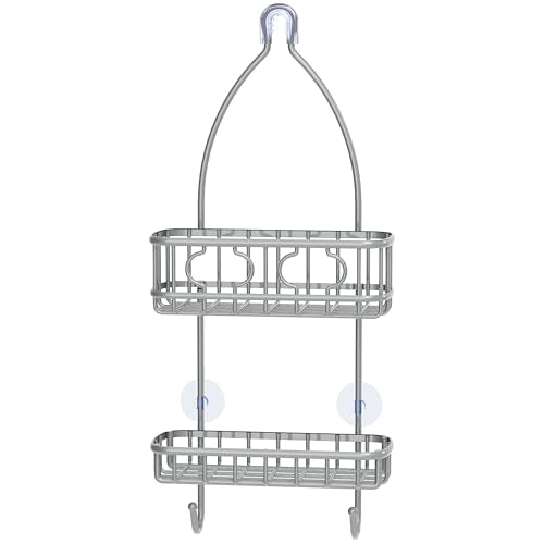 Simple Houseware Bathroom Hanging Shower Head Caddy Organizer, Silver (24 x 10.2 x 4.25 inches) - color: Silver, size: Medium