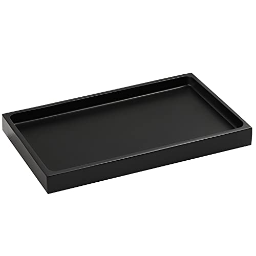 Luxspire Bathroom Vanity Tray, Resin Dresser Jewelry Ring Dish Tank Storage Kitchen Sink Countertop Organizer Plate Holder for Perfume Candles Soap Towel Plant Bathroom Accessories, M, Matte Black - color: Black, style: M