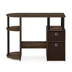 Furinno JAYA Desk, 38.4" Wide Gaming Desk with Bin Drawers, Computer Desk with Side Shelf, Office Desk for Study, Home Office, Bedroom, Dorm, Study Room, Columbia Walnut - color: Columbia Walnut/Black/Dark Brown