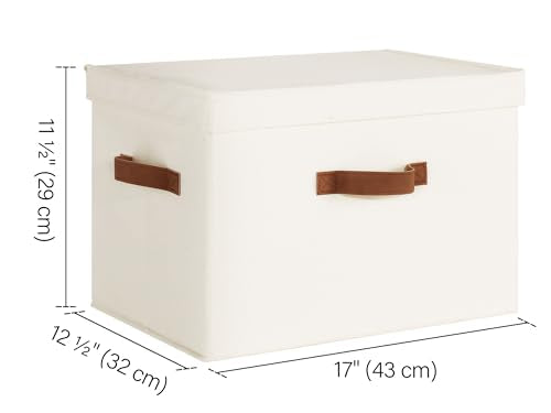 StorageWorks Fabric Storage Bins with Lid, Decorative Storage Boxes for Shelves, Stackable Closet Organizer Basket with Handles, Jumbo, Ivory White, 2-Pack - color: Ivory White, size: Jumbo