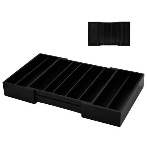 MinBoo Bamboo Drawer Organizer - Expandable K Cup & Pods Holder, Coffee Pod Storage, Tea Organizer, Versatile Kitchen Accessory Organization and Storage，Black - color: Black