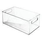 mDesign Plastic Bathroom Storage Container Bins w/ Handles - Closet, Cabinet, Vanity, Cupboard Shelf Organization, Hair Tools Accessory Organizer - Ligne Collection; Clear, 14.6x8.1x6 (Pack of 4) - size: 14.6 x 8.1 x 6 (Pack of 4)