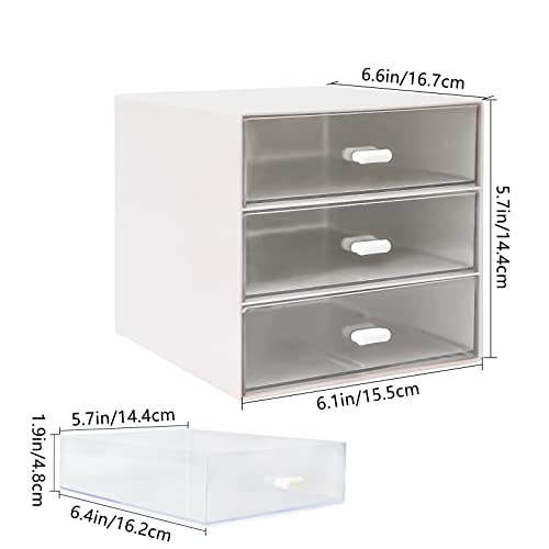 Desk Organizer with Drawer, Desk Storage Box, Plastic Office Stationery Supplies Organizers, Desktop Organizer for Office School Home (3 drawer, White) - color: White, style: 3 drawer