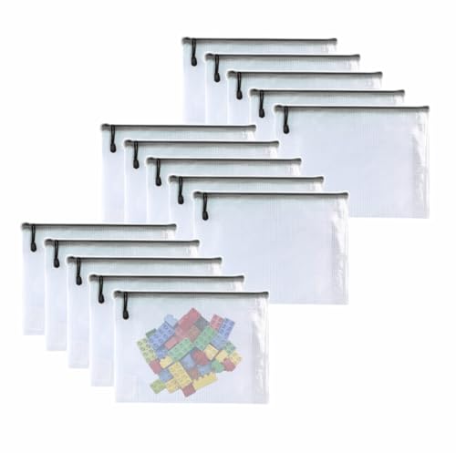 Oaimyy-8"x10"-15 Pcs-Plastic Mesh Zipper Pouch Document Folders Bag Zip File Bags for Office Supplies,Home,Travel Storages,Puzzle Board Games Storage,Organizing Classroom-(Black) - color: Black, size: 8"x 10"