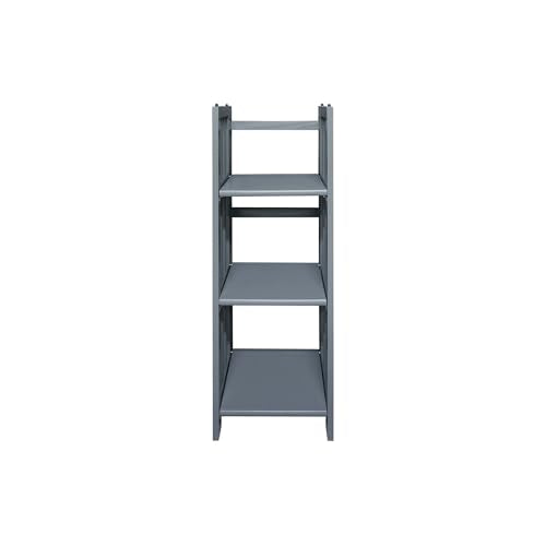 Casual Home 3-Shelf Folding Bookcase, 14" Wide, Slate Gray - color: Slate Gray