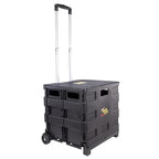 dbest products Quik Cart Collapsible Rolling Crate on Wheels for Teachers Tote Basket 80 lbs Capacity, Made from Heavy Duty Plastic Used as a Seat, Black - color: Black, style: Standard
