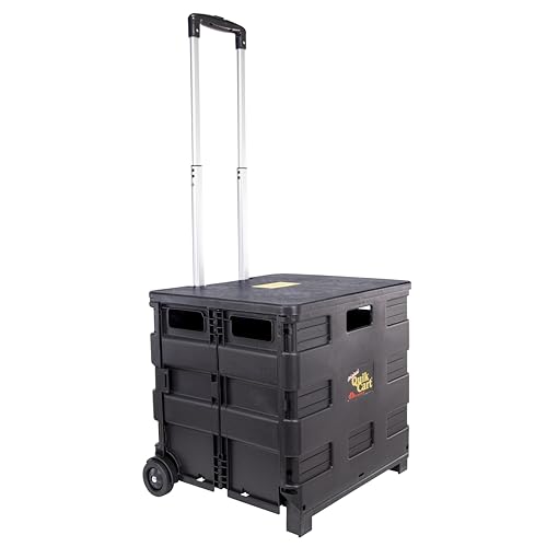 dbest products Quik Cart Collapsible Rolling Crate on Wheels for Teachers Tote Basket 80 lbs Capacity, Made from Heavy Duty Plastic Used as a Seat, Black - color: Black, style: Standard