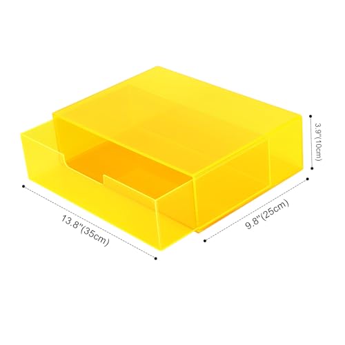 Gelite Acrylic Desk Organizer with Drawer for Makeup Vanity Stackable Desktop Storage Box for Office Supplies, 13.8 x 9.8 x 3.9’’, Neon Yellow - color: Neon Yellow