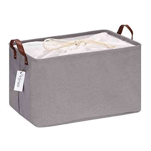 Hinwo 31L Large Storage Bins, Closet Organizers and Storage, Shelf Baskets, Foldable Clothes Storage Baskets with Handles, Containers for Clothing, Blanket, Towels, Toys, Bedding (Gray) - color: Gray, size: 16.5" / 31L / 1-Pack
