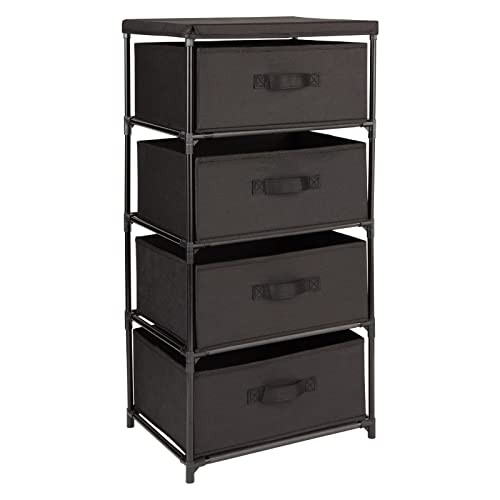 Juvale 4-Tier Fabric Dresser for Closet - 16.5 x 13 x 33 in, Black - Storage Cabinet with Drawers, Closet Drawers & Bedroom Storage - color: Black
