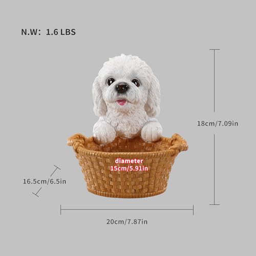 Vanity Jewelry Dish & Ring Holder Tray for Bedroom Dresser Featuring White Poodle - Dog Figurine Catchall Bowl for Earrings & Keys - Elegant Room Decor - color: Poodle with Wide Bowl - White, size: Poodle