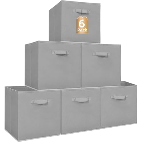 STORAGE MANIAC Storage Cubes, 13 Inch Collapsible Storage Bins with Handles, 6 Pack Fabric Foldable Bins for Organization, Durable Storage Bins for Closet, Shelves, Offices, Toys, 6-Pack Grey - color: Grey-6 Pack, size: 13 INCH