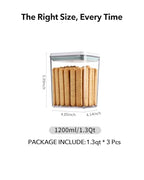 Airtight Food Storage with One-Touch Lid, (3 × 1.27 QT / 1.2 L) Stackable Durable PET for Sugar, Grains, Coffee Beans, and Baking Pantry Organization - color: 1.3QT*3