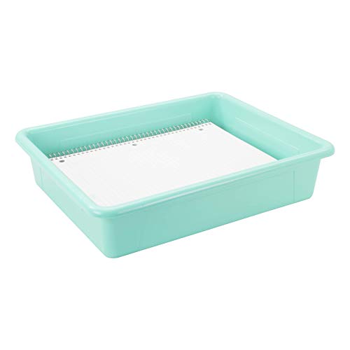 Storex(62522U05C) Letter Size Flat Storage Tray – Organizer Bin for Classroom, Office and Home, Teal, 5-Pack ,10 x 13 x 3 Inches