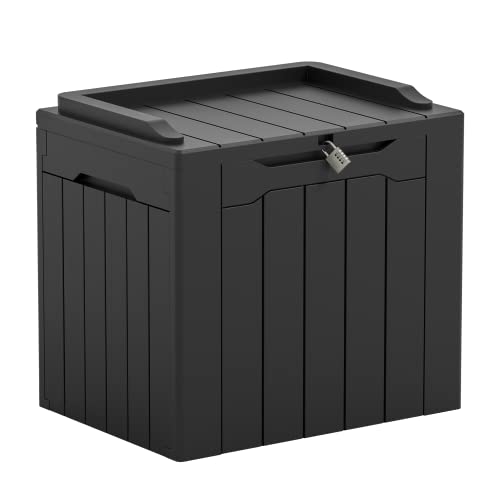 Greesum 31 Gal Resin Deck Box,Outdoor Storage for Patio,Garden Tools,Pool Supplies, Weatherproof and UV Resistant, Lockable, Black - color: Black, size: 31 Gallon