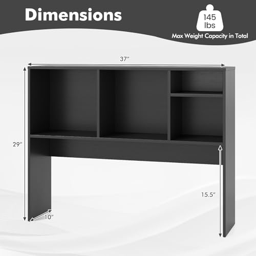 Tangkula Desktop Bookshelf, Countertop Storage Hutch with 4 Shelves for Computer Desk, Desktop 2-Tier Display Rack, Multipurpose Wood Desk Hutch Storage Organizer for Dorm Office Home (Black) - color: Black, size: 4 Shelves