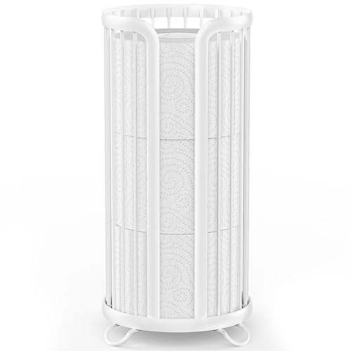 Bunoxea Toilet Paper Holder Stand, Freestanding Toilet Tissue Organizer, Minimalistic Storage Solution, Reserve Mega Rolls-White - color: White, size: 1 Pack
