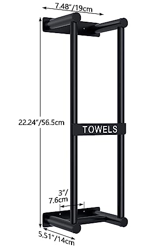STWWO Towel Racks for Bathroom Wall Mounted, 22inch Wall Towel Rack for Rolled Towels, Towel Storage for Small Bathroom, Black - color: Black, size: 22 IN