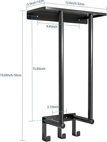Towel Racks for Bathroom, Bathroom Towel Rack Wall Mounted with Metal Shelf and 3 Hooks for Small Bathroom, Black - color: Black, size: Round Tube