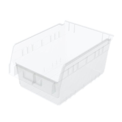 Akro-Mils 30080 Plastic Nesting ShelfMax Storage Bin Box, (12-Inch x 8-Inch x 6-Inch), Clear, (8-Pack) - color: Clear