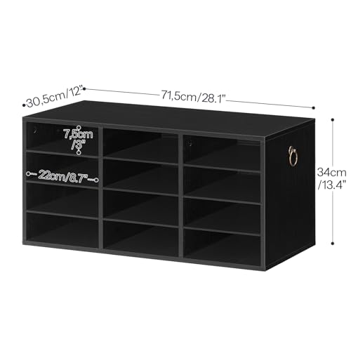HOOBRO Countertop Mail Sorter, Wooden Literature Organizer, Student Mailbox for Classroom, Desktop Organizer for Office Home School, 12 Compartments Black BK43WF01 - color: Black