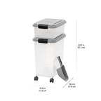 Amazon Basics 3-Piece Airtight Pet Food Storage Container Combo with Scoop, BPA Free, Removable Wheels, 33 QT + 12 QT - size: 45 QT (33 QT + 12 QT)