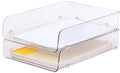 Gagee 2 Pack Paper Organizer for Desk,Clear Stackable Paper Sray Holder ﻿, Office Desk Organizer for Notes, Pens, File, Document - size: 2 Vertical