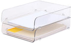 Gagee 2 Pack Paper Organizer for Desk,Clear Stackable Paper Sray Holder ﻿, Office Desk Organizer for Notes, Pens, File, Document - size: 2 Vertical