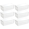 mDesign Long Plastic Drawer Organizer Box, Storage Organizer Bin Container; For Closets, Bedrooms, Use for Leggings, Socks, Ties, Jewelry, Accessories - Lumiere Collection - 6 Pack - Clear - size: 12 x 6 x 4 (Pack of 6)