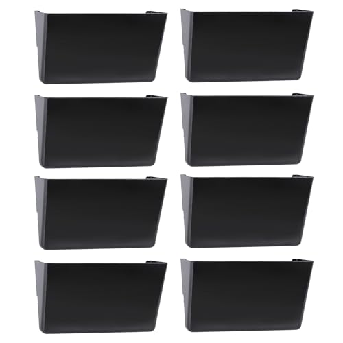 EASEPRES 8 Pack Black Plastic Single Pocket Hanging File Organizer, Wall Mount Paper Mails Magazines Holder, Mounted Folder Bins for Office School and Home, 12.99x4.13x7.48 inches - color: Black, size: 8 Pack