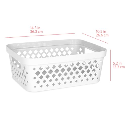 Glad Plastic Storage Basket Set, Value Pack of 6 | Open Storage Bins for Shelves, Bathroom, Pantry, Closet | Nesting Organizer Boxes with Handles, 2 Gallon, White - color: White, size: 2 Gallon