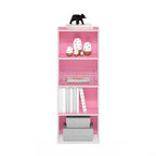 Furinno Luder Bookcase / Book / Storage, 4-Tier, Pink/White - color: White/Pink, size: 4-Tier, 9.3 x 15.6 x 41.7