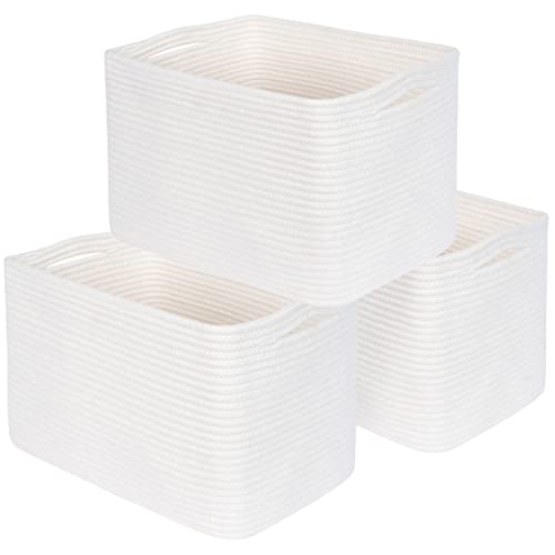 MINTWOOD Design 3-Pack Storage Baskets for Shelves, Playroom and Classroom, Book Basket, Decorative Cube Bins, Woven Closet Organizers, Baby Nursery Baskets, Creamy White - color: Creamy White