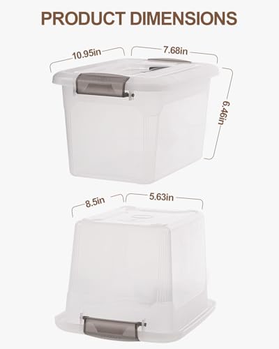 Citylife 4 Packs 6 QT Storage Bins with Lids Clear Plastic Bins with Grey Handle Stackable Storage Containers for Organizing - size: 6.0QT, style: 4 PACK